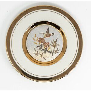 Dynasty Gallery Chokin Art Plate With Hummingbird & Flowers Design